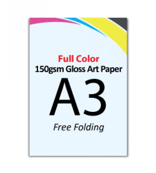 A3 Flyer 150gsm Gloss Art Paper (Free Folding)- FREE DELIVERY PENINSULAR MALAYSIA