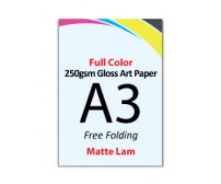 A3 Flyer 250gsm Art Card - 2 Side Matte Lam (Free Folding) - FREE DELIVERY PENINSULAR MALAYSIA