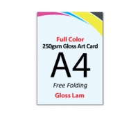 A4 Flyer 250gsm Art Card - 2 Side Gloss Lam (Free Folding) - FREE DELIVERY PENINSULAR MALAYSIA