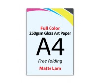 A4 Flyer 250gsm Art Card - 2 Side Matte Lam (Free Folding) - FREE DELIVERY PENINSULAR MALAYSIA