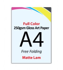 A4 Flyer 250gsm Art Card - 2 Side Matte Lam (Free Folding) - FREE DELIVERY PENINSULAR MALAYSIA