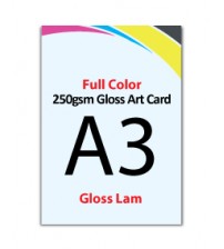 A3 Flyer 250gsm Art Card - 1 Side Gloss Lam - FREE DELIVERY PENINSULAR MALAYSIA