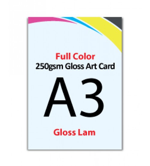 A3 Flyer 250gsm Art Card - 2 Side Gloss Lam - FREE DELIVERY PENINSULAR MALAYSIA