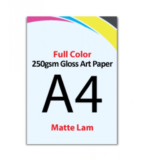 A4 Flyer 250gsm Art Card - 1 Side Matte Lam - FREE DELIVERY PENINSULAR MALAYSIA