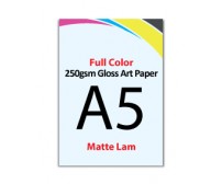 A5 Flyer 250gsm Art Card - 1 Side Matte Lam - FREE DELIVERY PENINSULAR MALAYSIA